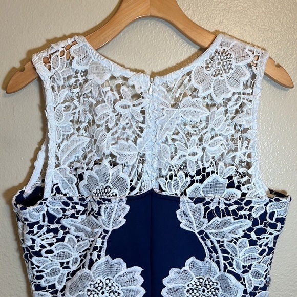 Venus Blue White Lace Sleeveless Dress - Picture 8 of 15